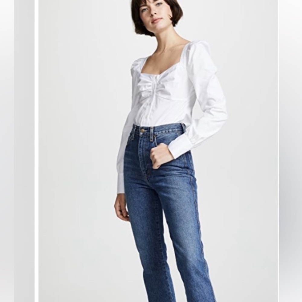 Veronica Beard Frankie Top Puff Shoulders button down - Picture 2 of 4